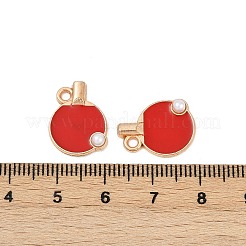 合金エナメルチャーム  スポーツボールチャーム  ライトゴールド  卓球ラケット  17x13x3.5mm  穴：1.8mm&nbsp;ENAM-V001-01A-KCG