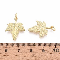 真鍮チャーム  葉  丸カン付き  16KGP本金メッキ  21x16.5x2mm  穴：3mm&nbsp;KK-T071-106G
