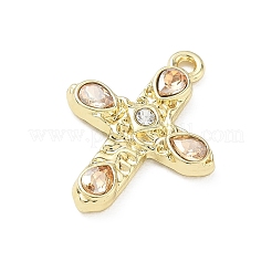 合金ラインストーンペンダント  クロスチャーム  長持ちメッキ  ゴールドカラー  26x19x3mm  穴：1.6mm&nbsp;FIND-D044-09G