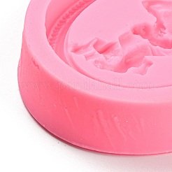 天使のペンダント付き楕円形 DIY シリコンモールド  レジン型  UVレジン＆エポキシ樹脂のジュエリー作り用  ショッキングピンク  107x79x24mm  穴：7mm  内径：92x66mm&nbsp;SIMO-P003-06B