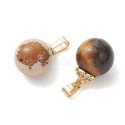 4Pcs 4 Styles Natural Lapis Lazuli & Carnelian & Tiger Eye & Picture Jasper Pendants&nbsp;PALLOY-JF05228
