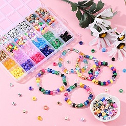 DIY バレル プラスチック & アクリル ビーズ & ポリマー クレイ ブレスレット 作成キット  ミックスカラー  9x6mm  穴：3.8mm&nbsp;DIY-YW0011-44