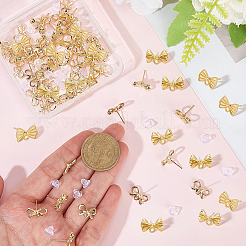 ちょう結び合金スタッドピアスパーツ  プラスチック製のピアスキャッチで  カン付き  ゴールドカラー  7~8.5x11~13.5mm  穴：1.2~1.8mm  ピン：0.7mm&nbsp;FIND-BBC0005-24