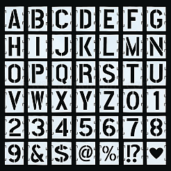 42 個 42 スタイル再利用可能なペット描画ステンシル  図面スケールテンプレート  DIYスクラップブッキング用  文字a〜zおよび番号0~9  混合模様  65x51x0.1mm  1個/スタイル&nbsp;DIY-WH0374-80