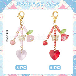 10Pcs 2 Styles Glass Seed Beaded Pendant Decorations&nbsp;HJEW-SZ00134