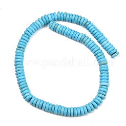 天然マグネサイトビーズ連売り  染め＆加熱  ロンデル  スムーズ  ディープスカイブルー  10x3mm  穴：1mm  約118個/連  15.63''（39.7センチメートル）&nbsp;G-Z143-H01-05C