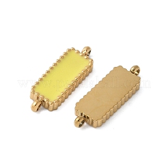 304ステンレススチールエナメルコネクタチャーム  ゴールドカラー  矩形リンク  きいろ  15x5x2mm  穴：1mm&nbsp;STAS-G353-04G-04