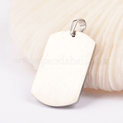 304ステンレススチールエナメルペンダント  長方形  アンティークシルバー  40x21.5x2mm  穴：5x6.5mm&nbsp;STAS-O075-07AS