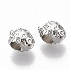 メッキabsプラスチックヨーロッパビーズ  大穴ビーズ  苺  プラチナ  12x9x8.5mm  穴：4.5mm&nbsp;KY-T019-07