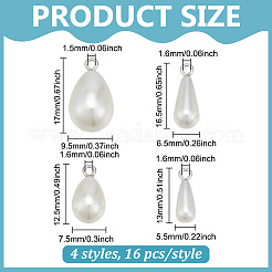64Pcs 4 Styles ABS Plastic Imitation Pearl Pendants&nbsp;FIND-PH0027-69P