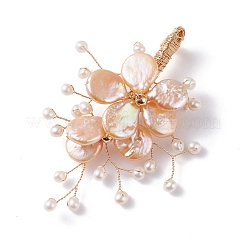 Wedding Corsage Natural Keshi Pearl Brooch&nbsp;JEWB-BR00061-02
