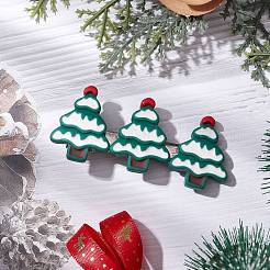 クリスマステーマの樹脂製ワニ口ヘアクリップ  鉄片入り  女の子のための  クリスマスツリー  28x66x15mm&nbsp;PHAR-JH00113