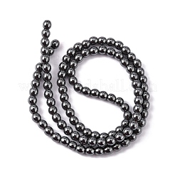 非磁性合成ヘマタイトビーズ連売り  ラウンド  ブラック  4mm  穴：1mm  約95~102個/連  15インチ&nbsp;X-G-H1624-4mm-1