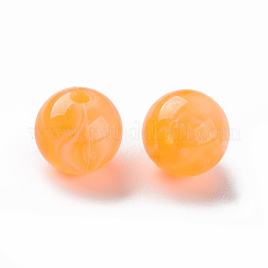 アクリルビーズ  天然石風  ラウンド  ダークオレンジ  10mm  穴：1.6mm  約1000個/500g&nbsp;MACR-S375-001C-06