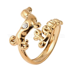304 Stainless Steel & Crystal Rhinestone Cuff Open Rings&nbsp;RB-G001-03G-02