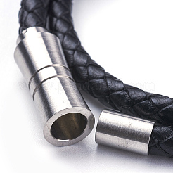 Two Loops Braided Leather Cord Wrap Bracelets&nbsp;BJEW-F291-17P