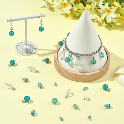 120Pcs 8 Styles Glass Pendants&nbsp;PALLOY-SW00156