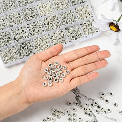 27 Style Flat Round with Black Letter & Heart Acrylic Luminous Beads&nbsp;SACR-YW0001-37