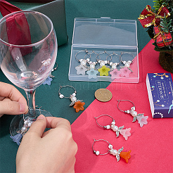 12Pcs 6 Colors Glass Wine Glass Charms&nbsp;AJEW-SC00008