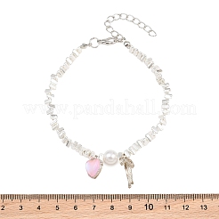 Alloy Acrylic Hot Pink Heart Bowknot Charm Bracelets for Women&nbsp;AL-CBA3C8B-09S