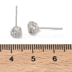 ナゲット真鍮スタッドピアス  プラチナメッキ  5x6.5mm&nbsp;EJEW-F403-01P