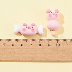 10 個 10 スタイル不透明樹脂かわいい豚模造食品デコデンカボション  ピンク  14~31x14.5~33x12~19mm  1個/スタイル&nbsp;CRES-FS0001-13