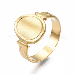 304 Stainless Steel Oval Open Cuff Ring&nbsp;RJEW-T023-53G