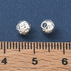 304ステンレス鋼製、槌目仕上げの丸型スペーサービーズ  イオンプレーティング（ip）  銀  5mm  穴：2mm&nbsp;SA-CBA37BC-01A-S