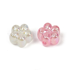 UVメッキ透明アクリルビーズ  虹色の  花  金粉付き  ミックスカラー  12.5x13x8mm  穴：2mm&nbsp;MACR-L007-19