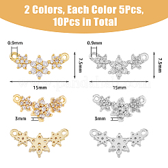 10Pcs 2 Colors Eco-friendly Rack Plating Brass Micro Pave Cubic Zirconia 2-Loop Charms&nbsp;KK-DC0003-11