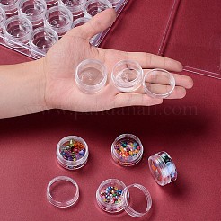 ポリスチレンビーズコンテナ  ふたおよび24つのねじ上容器が付いている  アクセサリー用  diyアートクラフト  ラインストーン  ネイルグリッターパウダー  透明  24x16x2.7cm  小さなキャニスター：4x2cm  容量：10ml（0.34液量オンス）&nbsp;LS-C092Y