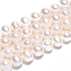 天然養殖淡水パールビーズ連売り  ラウンド  乳白色  7~8mm  穴：0.5mm  約56~57個/連  14.57~15.08''（37~38.3センチメートル）&nbsp;PEAR-N016-07B