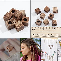 天然ピクチャージャスパーヨーロピアンビーズ12個  大穴ビーズ  キューブ  10x10x10mm  穴：5mm&nbsp;G-NB0005-88D