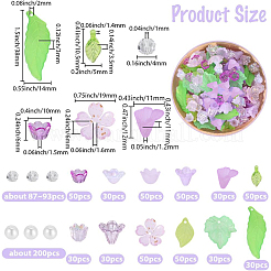 DIYの葉っぱと花のパーツキット  アクリルパーツなど、  ガラス＆アクリルビーズ  スミレ  12.5x12.5x6.5mm  穴：1.5mm&nbsp;DIY-PA0001-64B