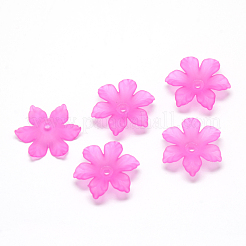 透明なアクリルビーズ  花  艶消し  6花びら  ミックスカラー  26x23x6mm  穴：2mm  約790個/500g&nbsp;FACR-S005-M