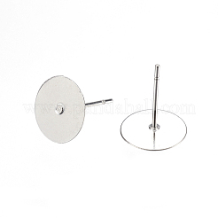 変色しない304ステンレススチールスタッドピアス金具  ステンレス鋼色  12x10mm  ピン：0.7mm&nbsp;A-STAS-D448-088P-10mm