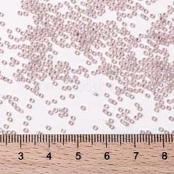 MIYUKIラウンドロカイユビーズ  日本製シードビーズ  15/0  （rr2357)シルバーラインの淡いローズオパール  1.5mm  穴：0.7mm  約5555個/10g&nbsp;X-SEED-G009-RR2357