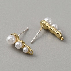 合金スタンドピアス  イミテーションパールビーズ＆水平ループ付き  ヒョウタン  ゴールドカラー  16x5mm  穴：1.4mm  ピン：0.8mm&nbsp;FIND-TAC0005-41G