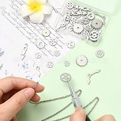 45個15スタイル304ステンレススチールペンダント  ギア＆ポインターチャーム  ステンレス鋼色  8~27x6~17x1~1.3mm  穴：1~6.5mm  3個/スタイル&nbsp;STAS-CJ0003-68
