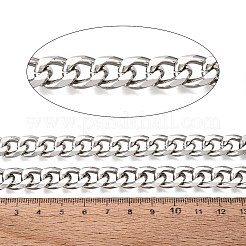 アルミキューバンリンクチェーン  溶接されていない  スプールで  プラチナ  14x10.5x3mm  約32.81フィート（10m）/ロール&nbsp;CHA-Q001-13P