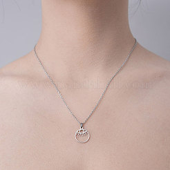 Non-Tarnish 201 Stainless Steel Hollow Eye Pendant Necklace&nbsp;NJEW-OY001-43