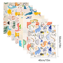 動物柄の綿生地  パッチワーク用  パッチワークにティッシュを縫う  ミックスカラー  50x40x0.02cm  6シート/セット&nbsp;AJEW-GF0001-30D