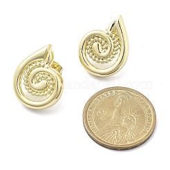 女性のための真鍮シェル形のスタッドピアス  ゴールドカラー  24.5x19mm&nbsp;EJEW-U035-10G