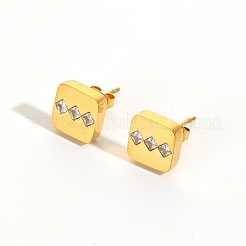 304 Stainless Steel & Clear Cubic Zirconia Stud Earrings&nbsp;WGB6216-01