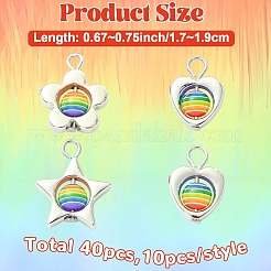 40Pcs 4 Styles CCB Plastic with Resin Colorful Stripe Pendants&nbsp;PALLOY-YW00188