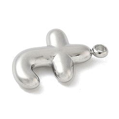 304ステンレススチール製イニシャルペンダント  ステンレス鋼色  文字t  16~18x6~18x3mm  穴：1.8mm&nbsp;STAS-S186-12T-P