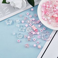150 個ランダムローズアクリルビーズクマパステルスペーサービーズ蝶ルースビーズジュエリーキーホルダー電話ストラップ作る  ピンク  17mm&nbsp;JX543C