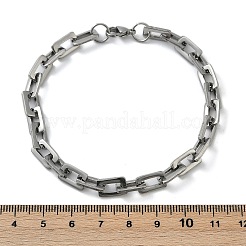 変色しにくい長方形201ステンレススチールチェーンブレスレット  カニカン付き  ステンレス鋼色  8-1/2インチ（215mm）&nbsp;LS-BJEW-N240-06P