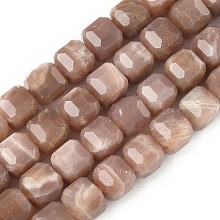 天然石サンストーンビーズ連売り  ファセットテーブルカットキューブ  8.5~9.8x8.5~9.8x8.5~9.8mm  穴：0.8~1.2mm  約45~46個/連  14.96~15.47インチ（38~39.3cm）&nbsp;G-C267-A08