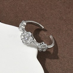 Brass Micro Pave Cubic Zirconia Cuff Open Rings&nbsp;RJEW-C163-22P